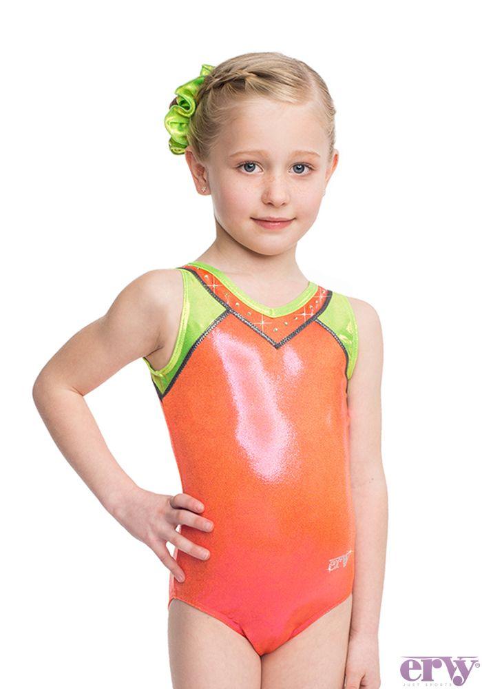 Ervy Turnanzug Addison in metallic grapefruit ohne Arm von vorne